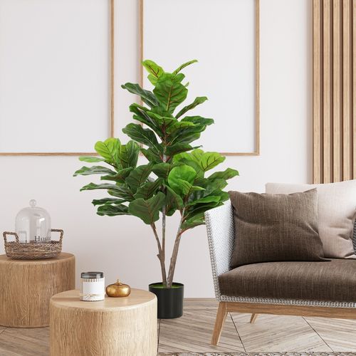 Plante Artificielle Figuier Artificiel 110 Cm Avec Pot, Décorative Pour Salon Et Bureau