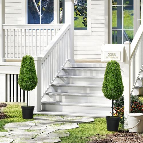 Lot De 2 Plante Artificielle Buis 90 Cm En Forme De Larme, Décoration Moderne