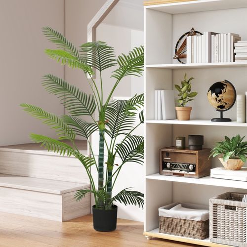 Plante Artificielle Palmier 16 Feuilles, Uv Résistant Avec Pot Pour Intérieur Et Extérieur