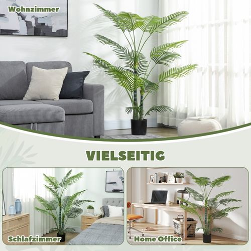 Plante Artificielle Palmier 16 Feuilles, Uv Résistant Avec Pot Pour Intérieur Et Extérieur