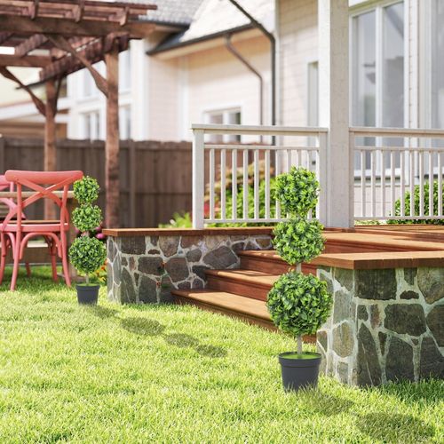 Lot De 2 Plante Artificielle Plantes Artificielles Avec Pot, Feuilles En Plastique Et Mousse