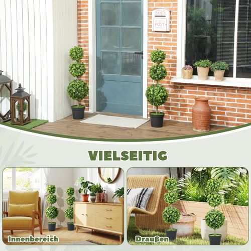 Lot De 2 Plante Artificielle Plantes Artificielles Avec Pot, Feuilles En Plastique Et Mousse