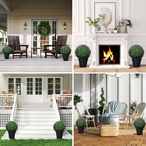 Lot De 2 Plante Artificielle Lavande 42 Cm, Forme De Boule, Décorative Pour Intérieur