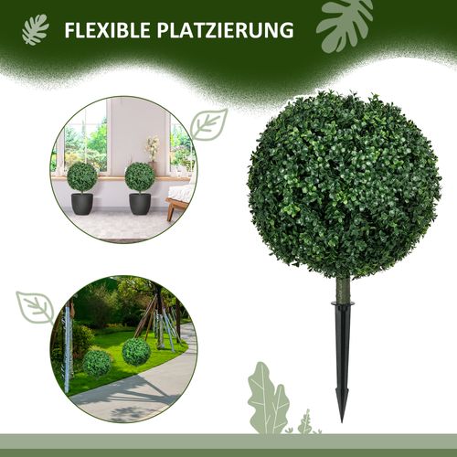Lot De 2 Plante Artificielle Buis Artificiel 70 Cm, Uv Résistant Avec Piquets Pour Décoration