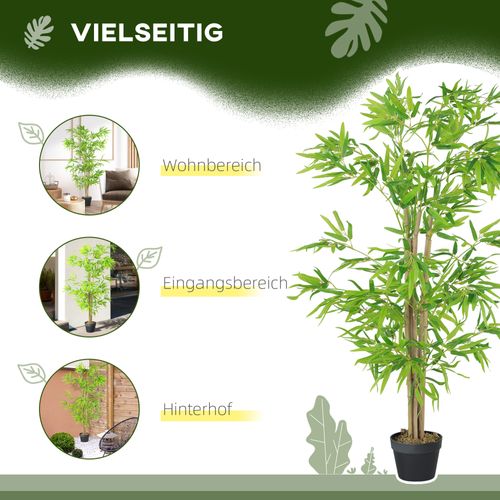 Plante Artificielle Bambou 150 Cm Avec Pot, Décoration Pour Salon Et Bureau