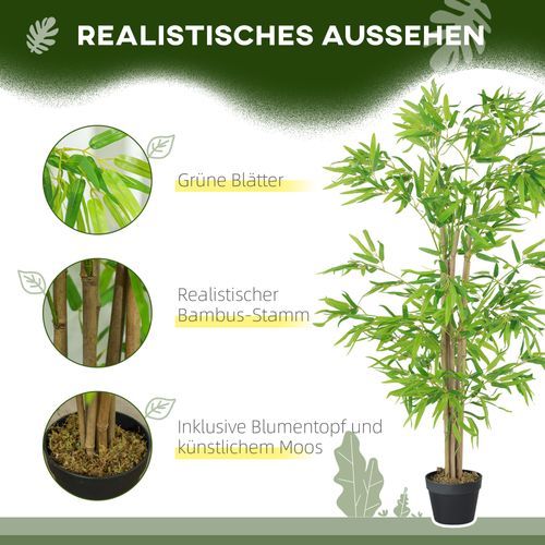 Plante Artificielle Bambou 150 Cm Avec Pot, Décoration Pour Salon Et Bureau