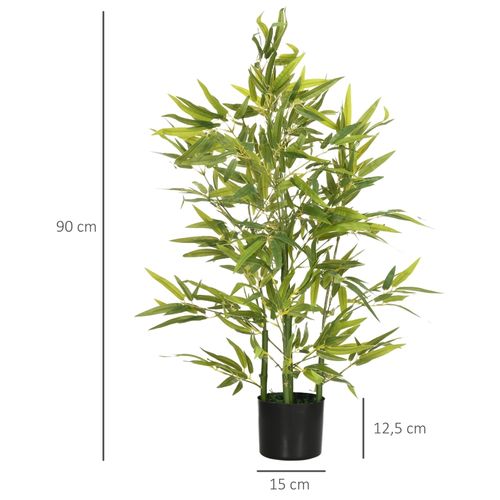 Plante Artificielle Bambou 90 Cm Avec Pot, Décorative Pour Intérieur Et Jardin