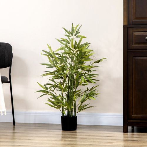 Plante Artificielle Bambou 90 Cm Avec Pot, Décorative Pour Intérieur Et Jardin