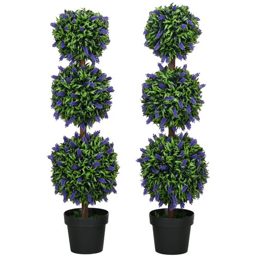 Lot De 2 Plante Artificielle Lavande Artificielle 110 Cm, Uv Résistant Avec 3 Boules, Décoration