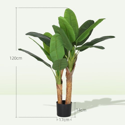 Lot De 2 Plante Artificielle Bananier 120 Cm, Décorative Avec Pot
