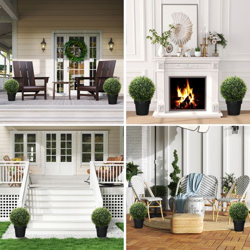 Lot De 2 Plante Artificielle, Cèdres Artificiels 45 Cm, Décorative Pour Intérieur Et Extérieur