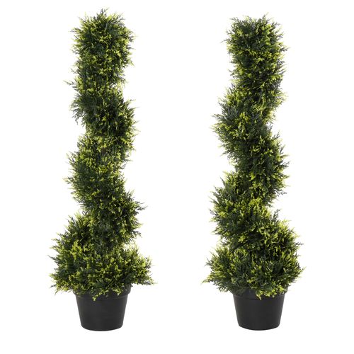 Lot De 2 Plante Artificielle Cèdres 90 Cm, Décorative Spirale Pour Salon Et Bureau