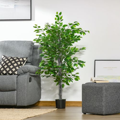 Plante Artificielle, Arbre De Ficus 135 Cm Avec Pot, Décorative Pour Intérieur