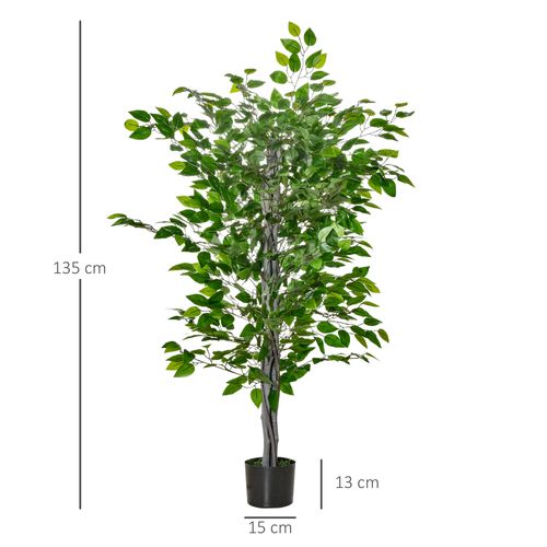 Plante Artificielle, Arbre De Ficus 135 Cm Avec Pot, Décorative Pour Intérieur