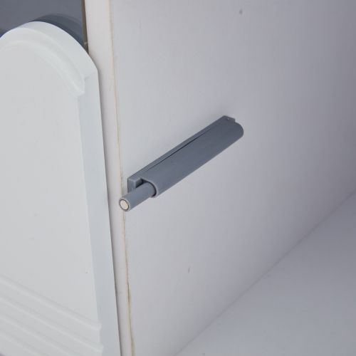 Meuble TV Bas Blanc Avec Éclairage LED, 2 Tiroirs Et 2 Portes, Dosseret En Verre