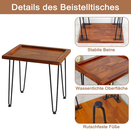 Table à Thé En Bois, bout de canapé Avec Pieds En Métal Pour Salon, Bureau Et Terrasse