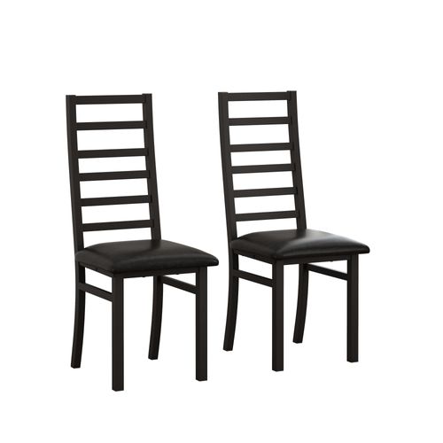 Lot De 2 Chaises De Salle à Manger Noires En Métal Et Pu Avec Dossier Haut
