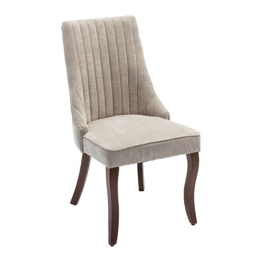 Lot De 2 Chaises De Salle à Manger à Dossier Haut Avec Cadre En Bois Et Coussin En Tissu Beige