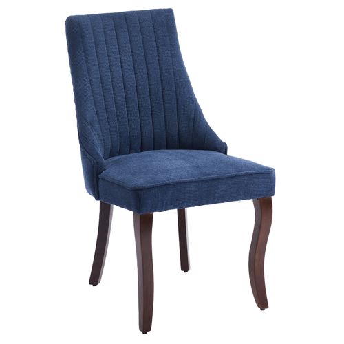 Lot 2 Chaises De Salle à Manger En Tissu Bleu, Dossier Haut Avec Cadre En Bois Et Coussin Doux