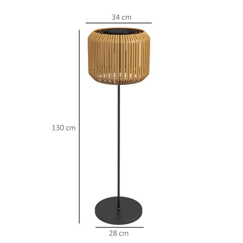 Lampadaire Solaire LED Extérieur En Rotin, Résistant Aux Uv, 15 Lumens, Haut. 130 Cm
