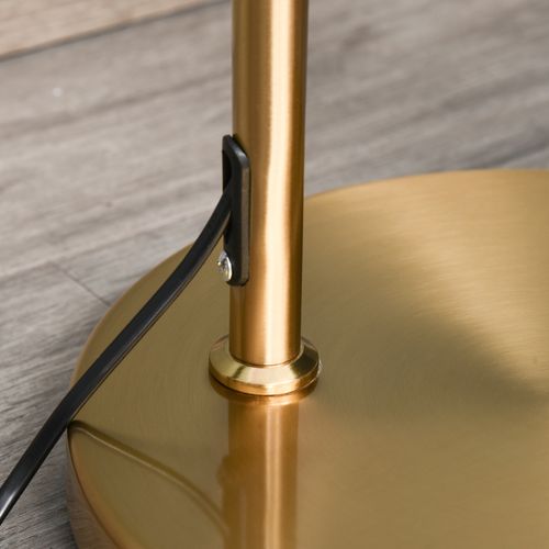 Lampadaire Sur Pied Moderne En Métal Doré Avec Abat-jour Blanc, Stable Et Idéal Lecture E27