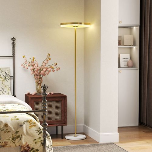 Lampadaire LED Doré Réglable 3 Niveaux, Abat-jour Anneau, Stable, 40x40x157,5 Cm