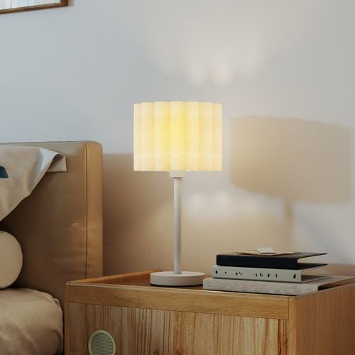 Lampe à Poser De Table Design Vague, Abat-jour Plastique, Métal Émaillé, E27, Ø25xh48,5 Cm