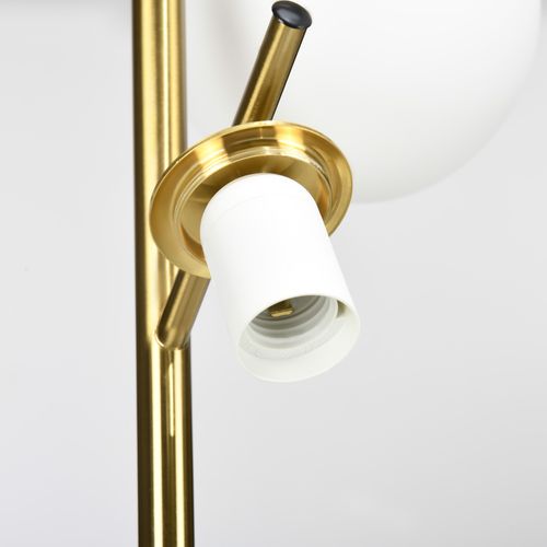 Lampadaire Moderne 3 Globes Verre, Métal Doré Stable, E27, Interrupteur Pied, Ø27xh169 cm