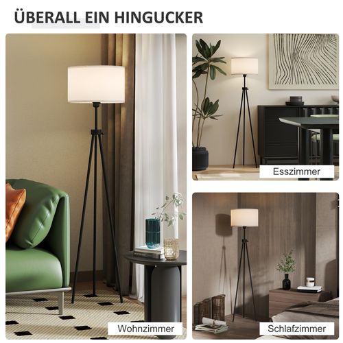 Lampadaire Trépied Métal Noir, Interrupteur Pied, Ø37xh152 cm, Design Moderne Élégant