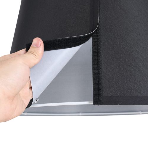 Lampadaire Moderne Arcué, Abat-jour Tissu Lin Noir Ø47 cm, Base Métal Noir