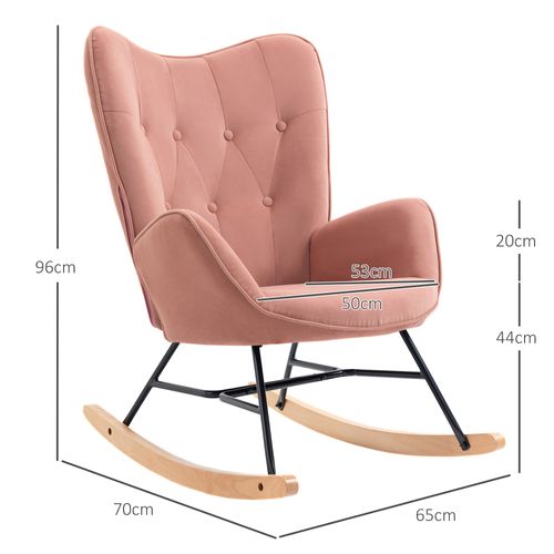 Fauteuil à Bascule En Velours Rose Scandinave – Confort Ergonomique Et Design Élégant