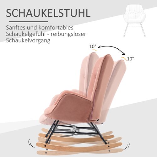 Fauteuil à Bascule En Velours Rose Scandinave – Confort Ergonomique Et Design Élégant