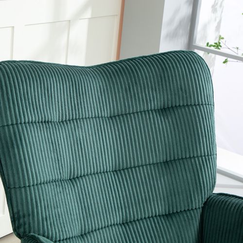 Fauteuil à Bascule Velours Côtelé Vert Foncé – Confort Ergonomique Et Design Élégant