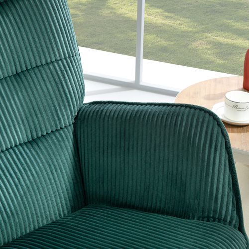 Fauteuil à Bascule Velours Côtelé Vert Foncé – Confort Ergonomique Et Design Élégant