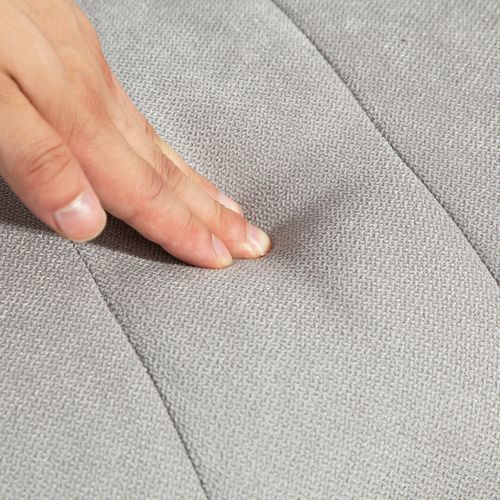 Fauteuil à Bascule En Tissu Gris Avec Coussin Lombaire Et Poche De Rangement