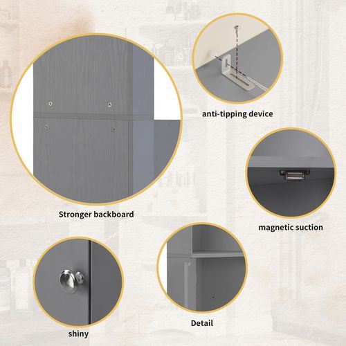 Colonne D'angle 36.5x36.5x155 Cm, Avec 2 Portes, Gris