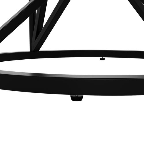 Table à Manger Ronde 100cm Blanc Et Noir, Plateau Effet Marbre, 4 à 6 Personnes