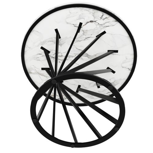 Table à Manger Ronde 80cm Blanc Et Noir Effet Marbre 4 Personnes