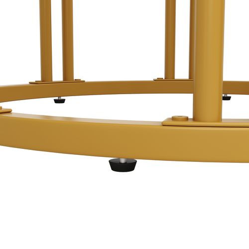 Table à Manger Ronde 100cm Blanc Et Doré Effet Marbre 4 Personnes