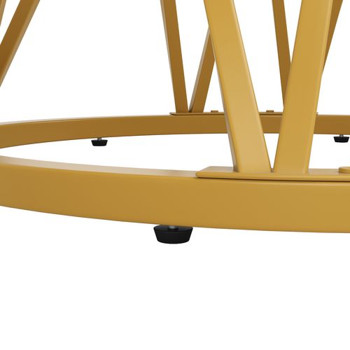 Table à Manger Ronde 100cm Blanc Et Doré Effet Marbre 4 Personnes