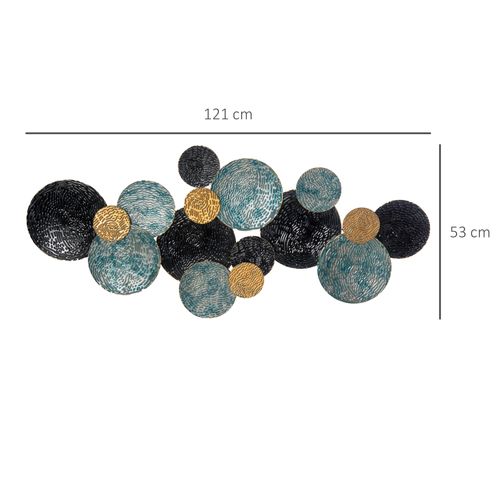 Objet à Suspendre121x4x53cm, moderne, décoration Murale 3d, métal , bleu+noir+doré