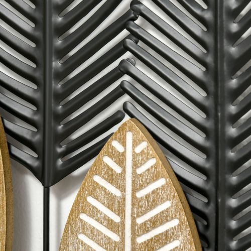 2 Décoration Murale 40x3x46cm, effet 3d, naturel, forme De Feuille, métal, vert+doré