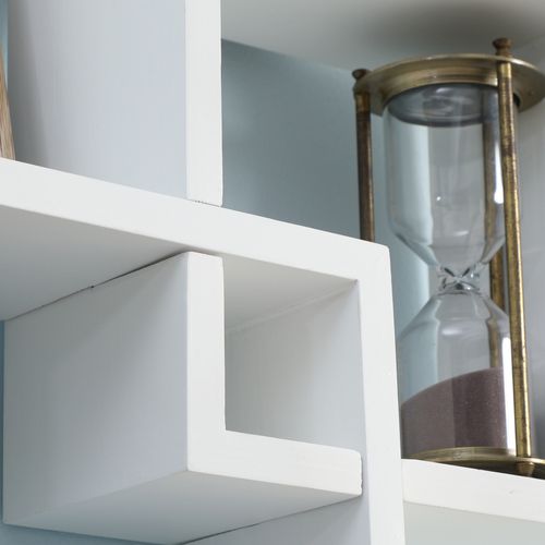 Étagère Murale49,5x10,2x86 Cm, moderne, montage Simple, 9 Compartiments, bois, blanc