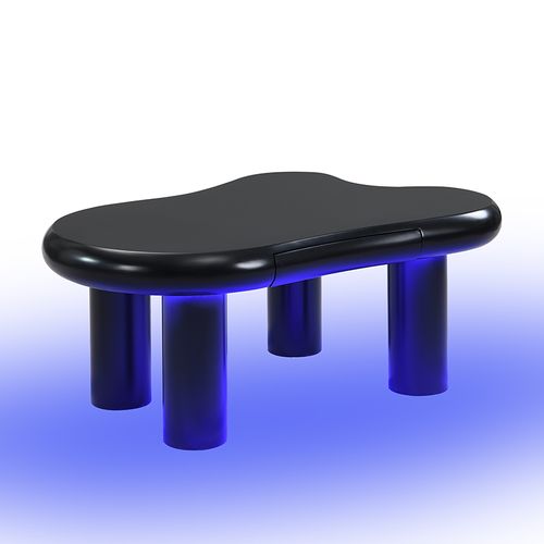 Table Basse Avec Tiroirs Noir, Éclairage LED 16 S, Forme Nuage, Mdf, 98 X 65,5 X 40 Cm - Noir