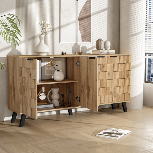 Buffet 4 Portes, Panneaux Particules, 160,5x35,5x78 Cm, Naturel