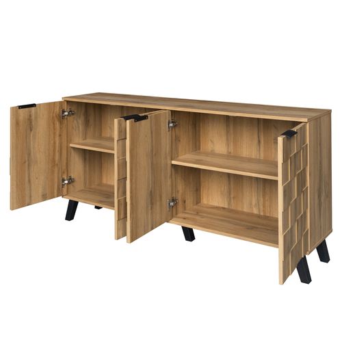 Buffet 4 Portes, Panneaux Particules, 160,5x35,5x78 Cm, Naturel