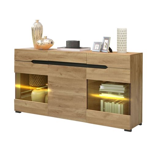 Buffet Salon 3 Portes 3 Tiroirs Panneaux De Particules Naturel