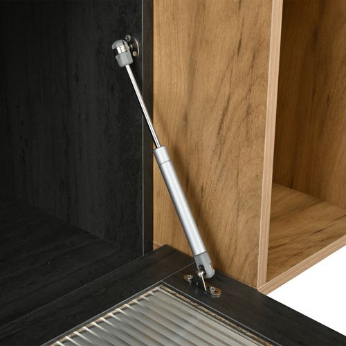 Meuble TV Avec Espaces De Rangement Fermés Et Ouverts - 3 Portes - Mdf - 200 X 40 X 55,5 Cm - Gris