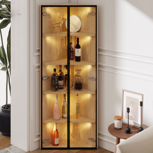 Vitrine Mdf Avec 1 Porte, Éclairage LED, Verre Trempé Et Charnières Silencieuses, Blanc