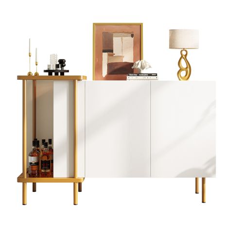 Buffet Bahut 2 Portes Rangements Multiples Salle à Manger Moderne Blanc